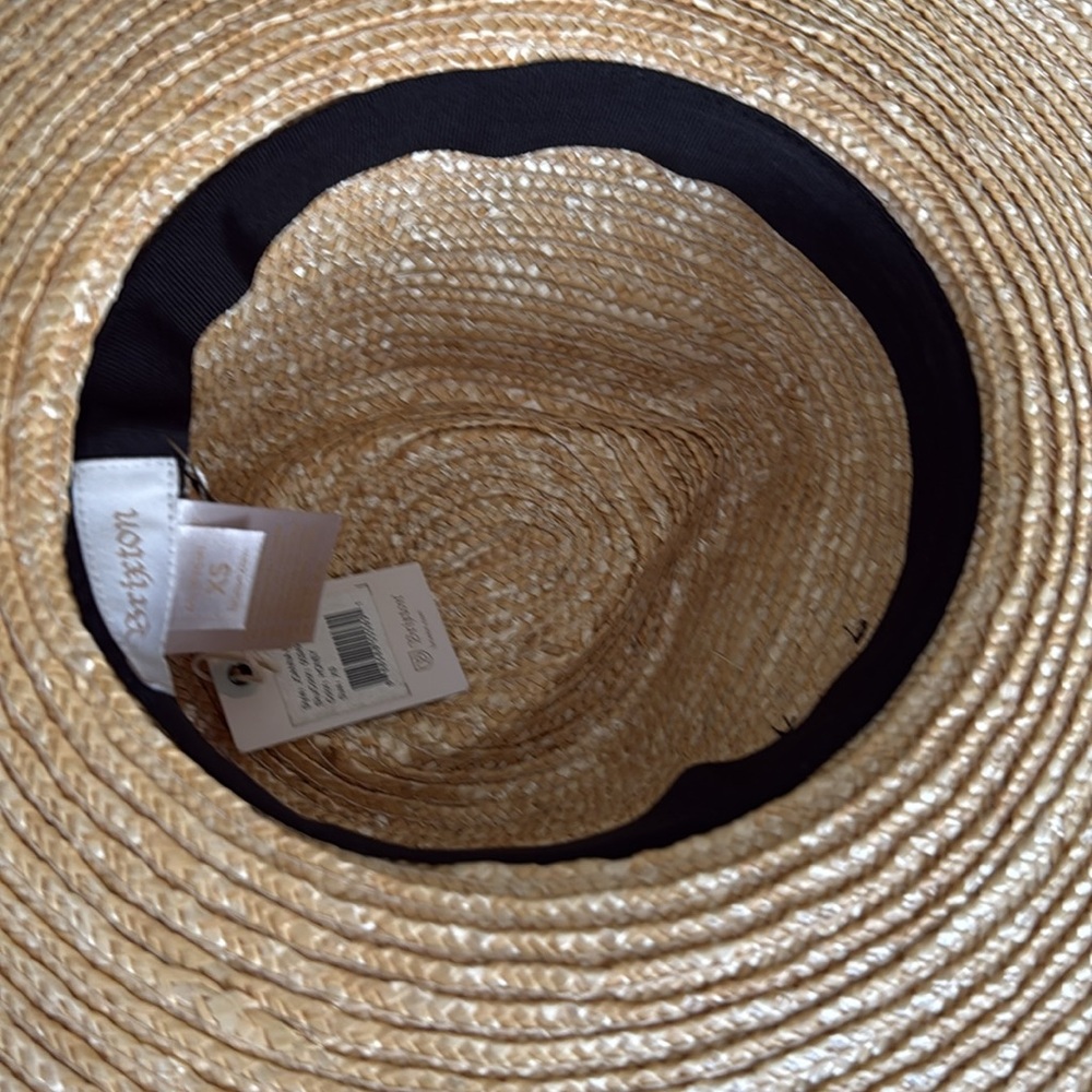 Brixton Natural Straw Boater Hat with Black Band - Picture 6 of 7